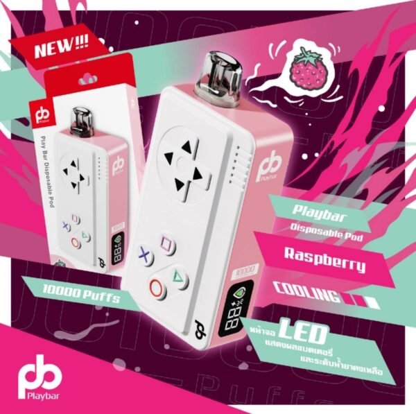 บุหรี่ไฟฟ้าใช้แล้วทิ้ง-playbar 10000-raspberry